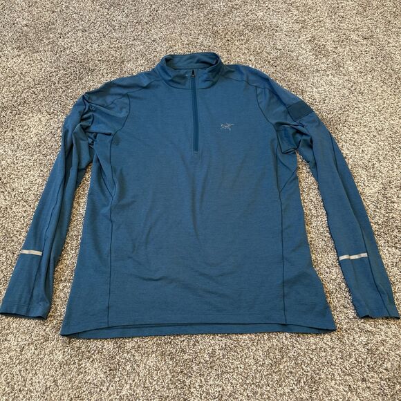 Arc'Teryx Pullover Cormac Zip Neck Teal Long Sleeve Shirt Men’s Size Medium - Picture 1 of 9